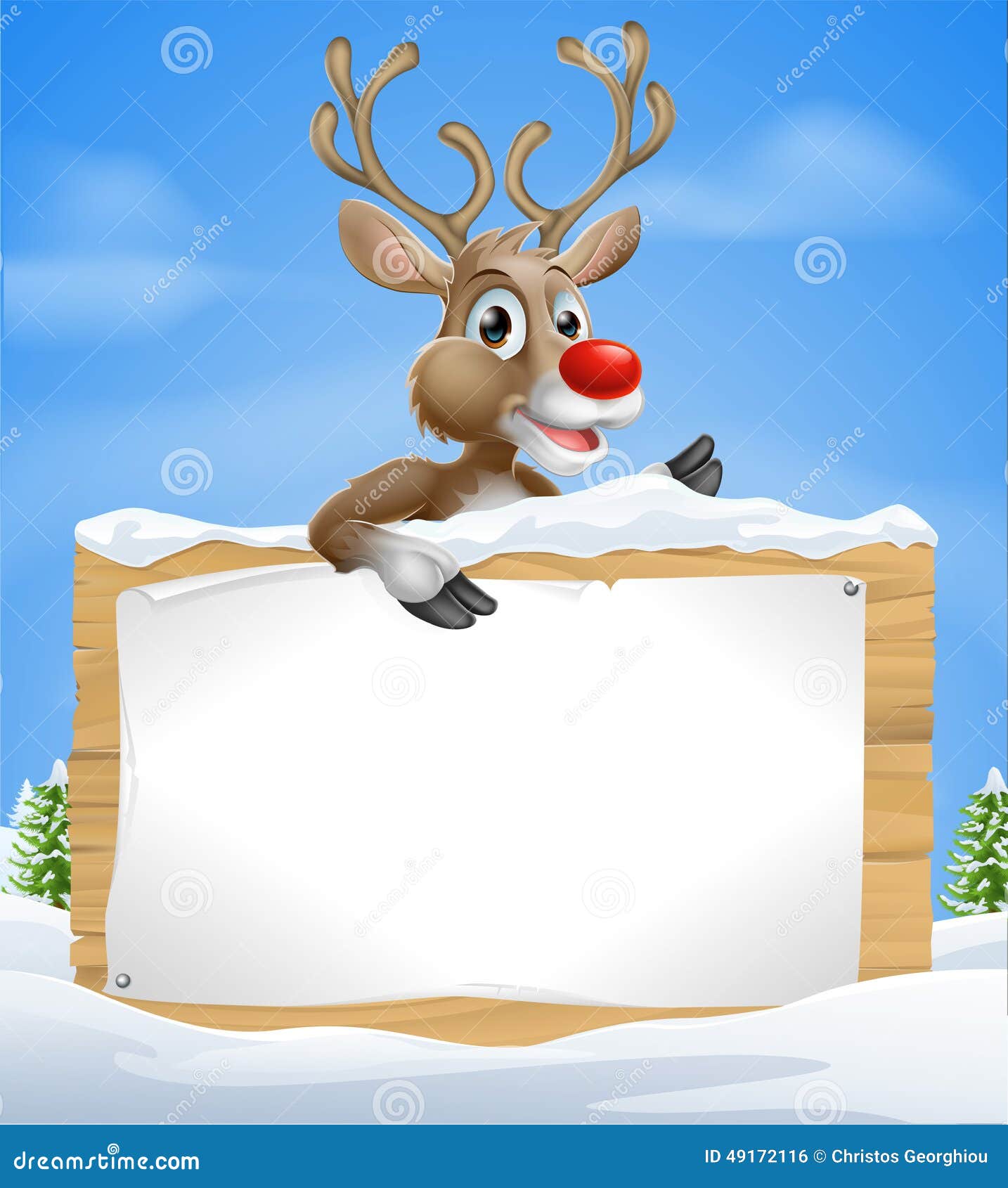 christmas cartoon reindeer sign